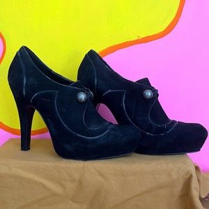Black Suede Vampire Queen Heels